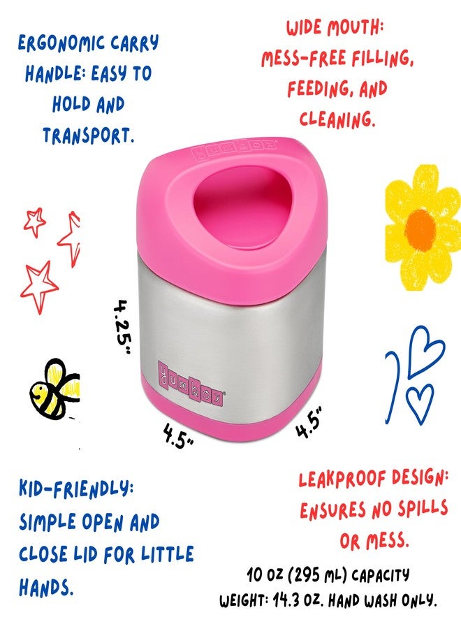 Yumbox Cubi Triple Insulated Stainless Steel Thermos - 10oz Leakproof Hot & Cold Kids Food Jar - Wide Opening, Easy-Open Lid, Carry Handle - Bento Lunch Thermos for School - Hot Pink - Image 2
