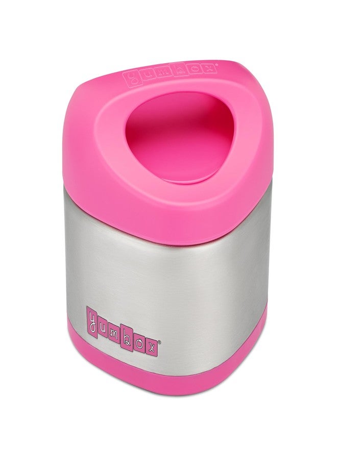 Yumbox Cubi Triple Insulated Stainless Steel Thermos - 10oz Leakproof Hot & Cold Kids Food Jar - Wide Opening, Easy-Open Lid, Carry Handle - Bento Lunch Thermos for School - Hot Pink - Image 3