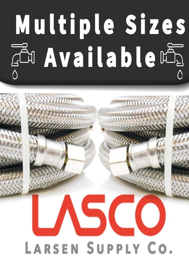 لاسكو LASCO 10-0946 خط إمداد المياه لصانعة الثلج بطول 2 قدم، من الفولاذ المقاوم للصدأ المضفر، ضغط أنثى 1/4 بوصة × ضغط أنثى 1/4 بوصة - Image 4