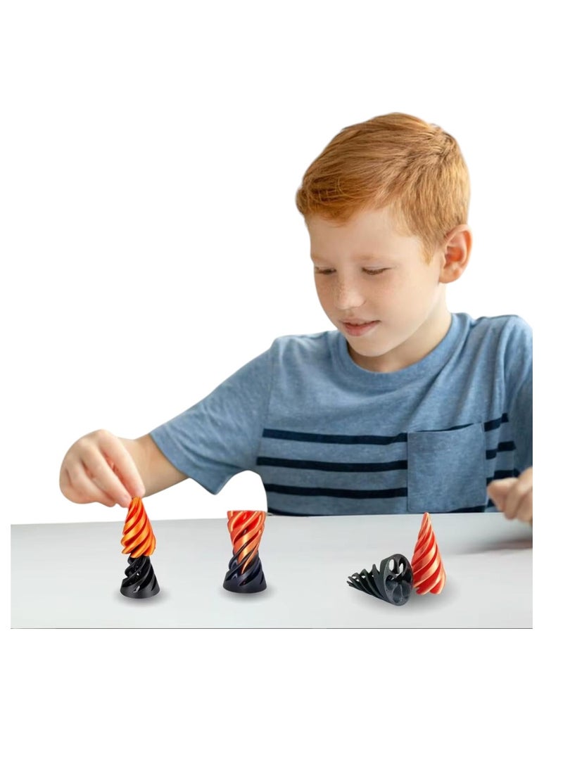 Generic 3D Spiral Toy, Pyramid Tilt Toy, Small Cones Pass Through Pyramid, Penetration Relief Desk Toy  - Image 2