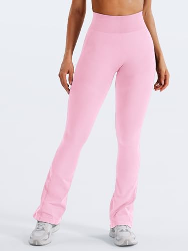 YEOREO Mini Flare Leggings Womens Workout Butt Lifting Legging Hidden Scrunch Seamless 30 Impact Lilliean Yoga Pants Pink XL - Image 3