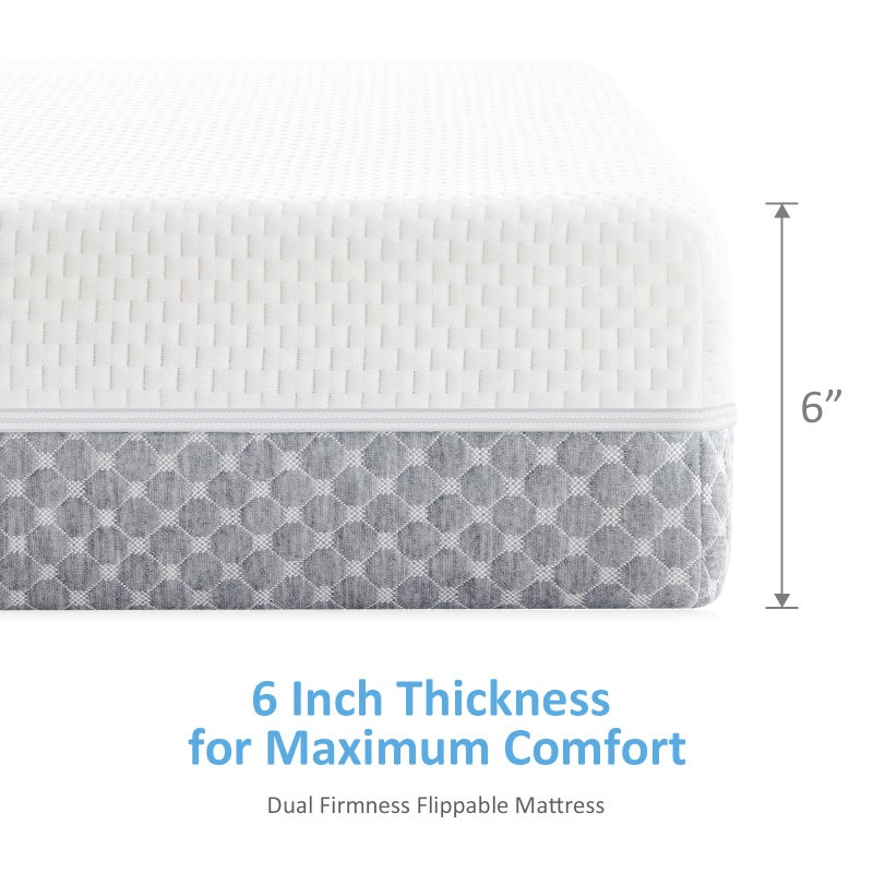 Dourxi Crib Mattress, Dual Sided Comfort Memory Foam Toddler Bed Mattress, Triple-Layer Breathable Premium Baby Mattress for Infant and Toddler w/Removable Outer Cover - White&Grey - Image 5