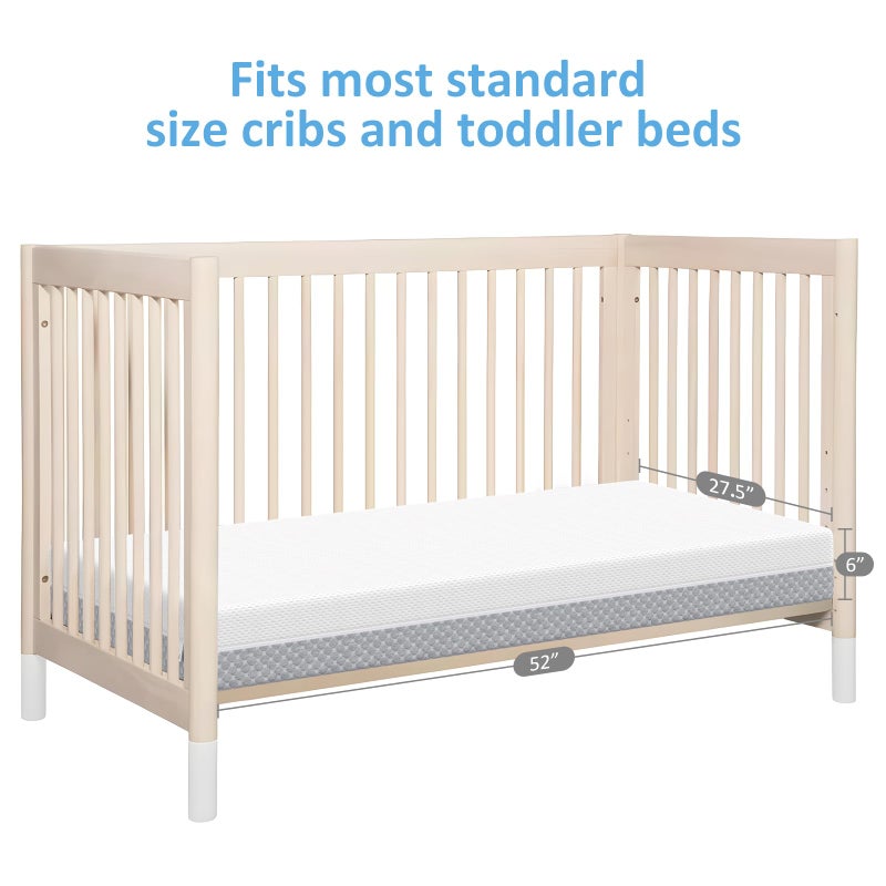 Dourxi Crib Mattress, Dual Sided Comfort Memory Foam Toddler Bed Mattress, Triple-Layer Breathable Premium Baby Mattress for Infant and Toddler w/Removable Outer Cover - White&Grey - Image 4