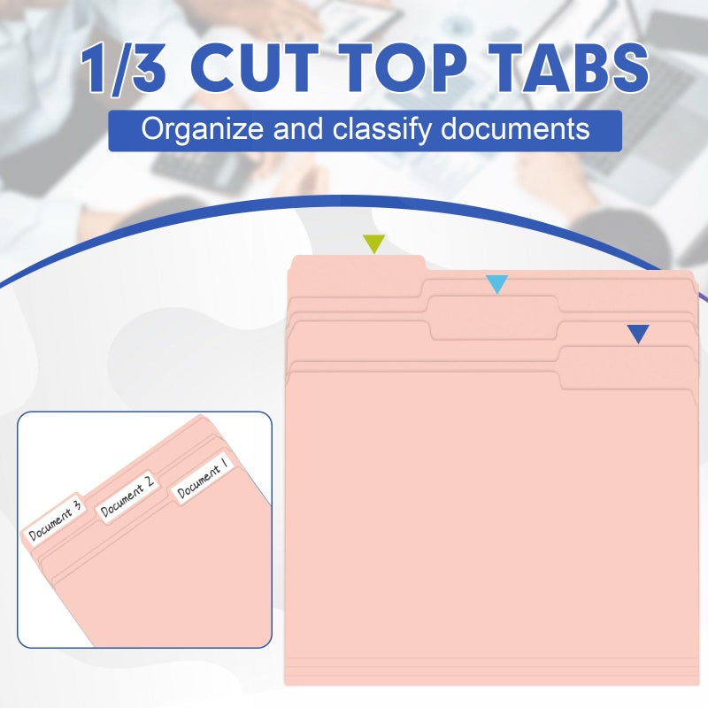 HERKKA File Folder, HERKKA 120 Pack 1/3 Cut Tab File Folders, File Folders Great for Organizing and Filing, Letter Size, Pink - Image 3