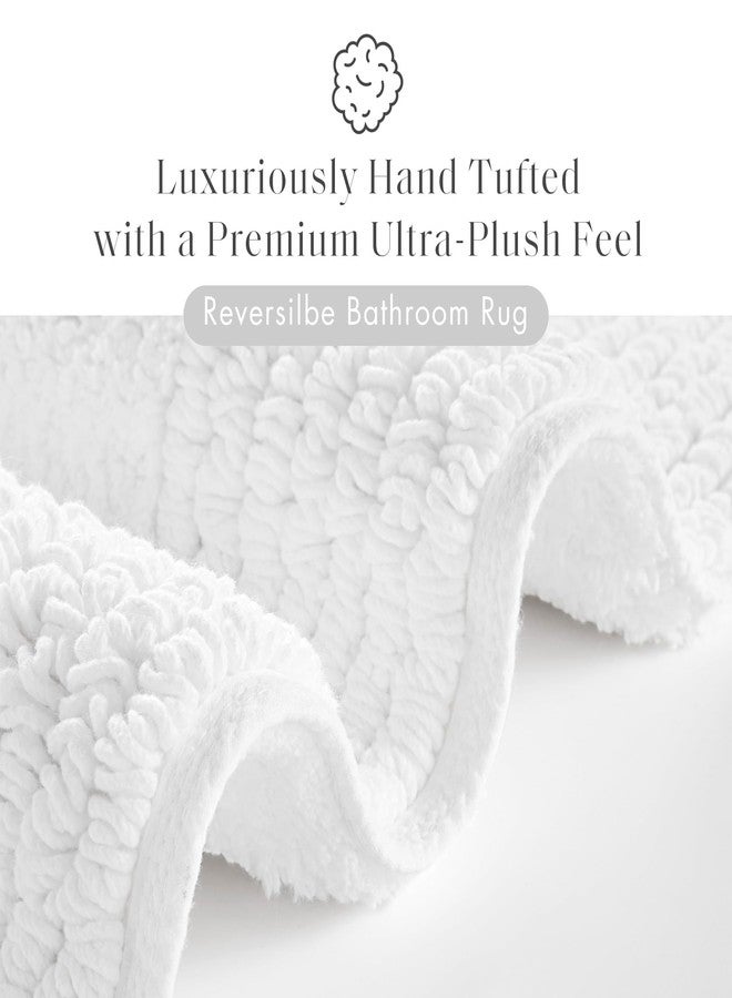 Madison Park Splendor Reversible 100% Cotton Tufted Bathroom Rug-3000 GSM Hotel Quality Luxurious Plush Medium Pile Bath Mat Absorbent, Quick Dry, Shower Room Décor, 17x24 White - Image 2