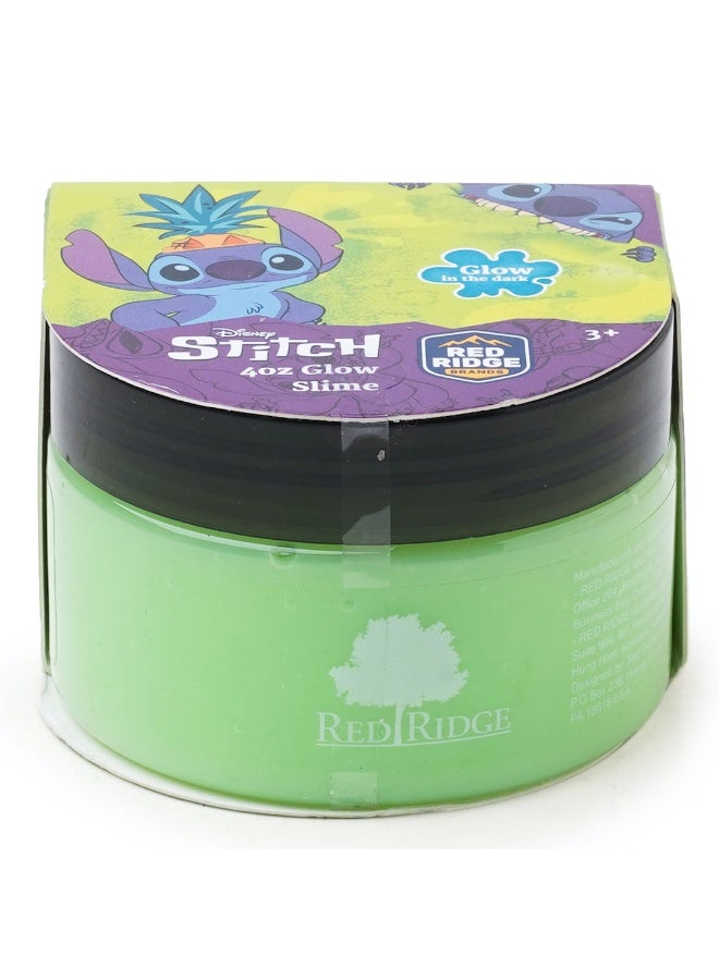 Disney Stitch 4oz Glow Slime | Glow In The Dark | Soft , Stretchy & Non-sticky Slime For Kids | Fun Stress Relief Toy | Green | Age 3+ Year - Image 1