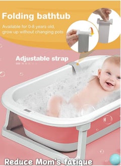PURADAY Baby Bathtub, Foldable Baby Bath Tub with Soft Cushion Newborn to Toddler 0-36 Months,Portable Travel Baby Tub Pink  - Image 2