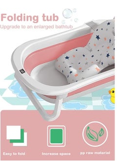 PURADAY Baby Bathtub, Foldable Baby Bath Tub with Soft Cushion Newborn to Toddler 0-36 Months,Portable Travel Baby Tub Pink  - Image 4
