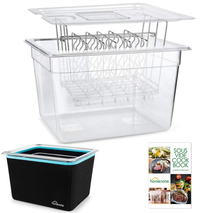 CONTAINER 12 QUART WITH LID RACK AND SLEEVE BPA FREE COMPLETE SOUS VIDE ACCESSORIES KIT WITH COOKBOOK FOR ANOVA AND MOST SOUS VIDE COOKERS