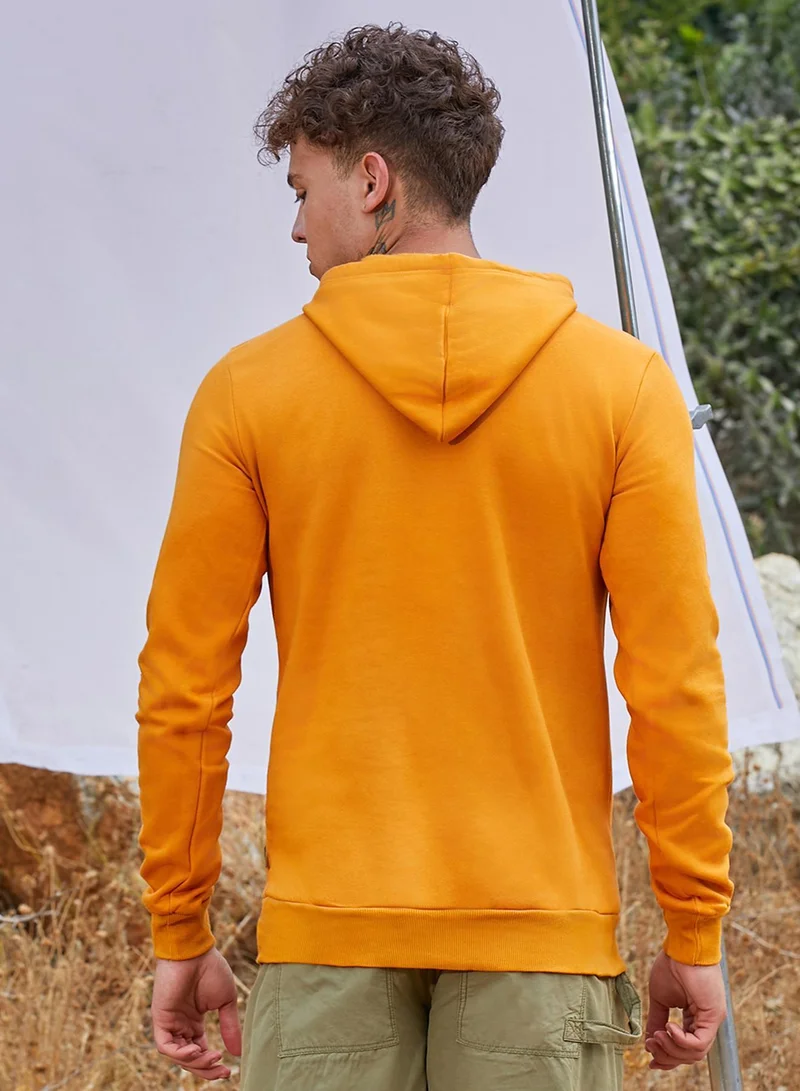 CAHOOT  Men's Mustard Yellow Pullover Hoodie With Contrast Drawstring for Men | Best Price UAE