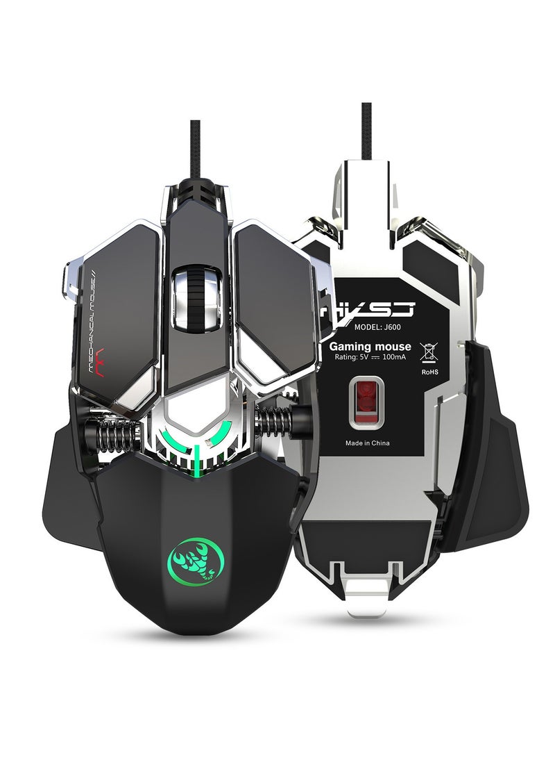 إتش إكس إس جيه ماوس ألعاب سلكي ، ماوس ألعاب كمبيوتر سلكي USB كومبو 104 مفاتيح تضيء لوحة مفاتيح المكتب للكمبيوتر المحمول لوحة مفاتيح بإضاءة خلفية ملحقات الألعاب لنافذة Mac (أسود) - Image 1