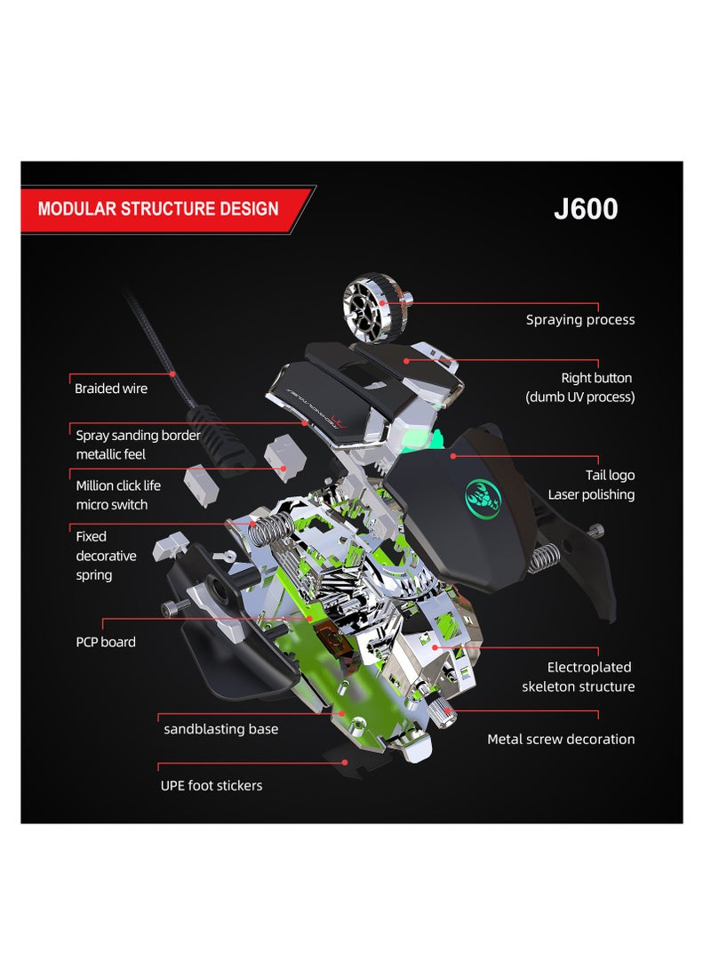 إتش إكس إس جيه ماوس ألعاب سلكي ، ماوس ألعاب كمبيوتر سلكي USB كومبو 104 مفاتيح تضيء لوحة مفاتيح المكتب للكمبيوتر المحمول لوحة مفاتيح بإضاءة خلفية ملحقات الألعاب لنافذة Mac (أسود) - Image 3