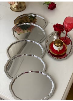 Elzem Tepsi Essential Tray 25 cm Stainless Steel Oval 6 Pieces Serving and Presentation Tray  - Image 4