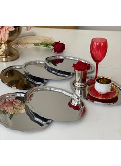 Elzem Tepsi Essential Tray 25 cm Stainless Steel Oval 6 Pieces Serving and Presentation Tray  - Image 3