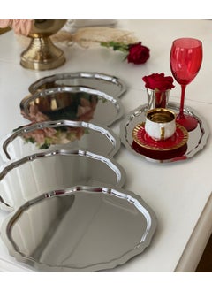 Elzem Tepsi Essential Tray 25 cm Stainless Steel Oval 6 Pieces Serving and Presentation Tray  - Image 1