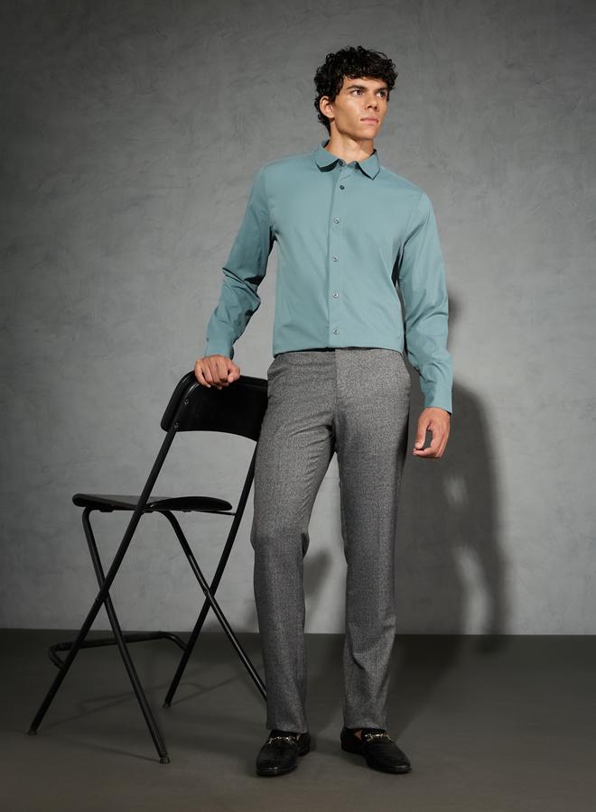 Technosport Solid Spread Collar Regular Fit Shirt - Image 1