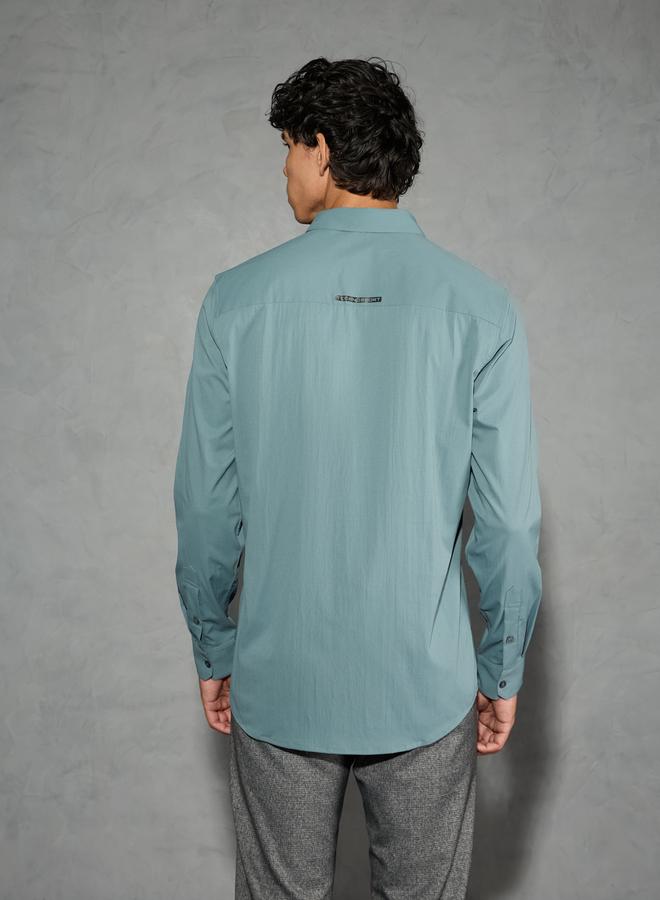Technosport Solid Spread Collar Regular Fit Shirt - Image 3