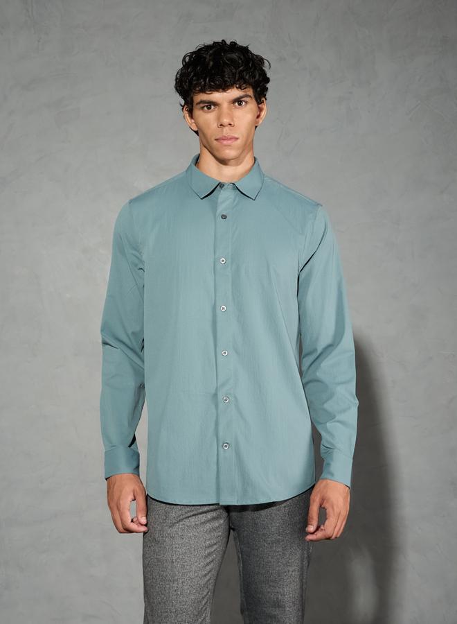 Technosport Solid Spread Collar Regular Fit Shirt - Image 2