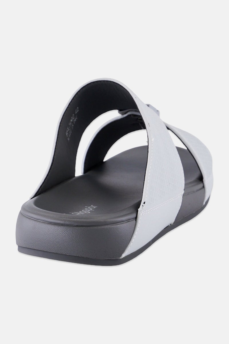 Algspar Men Double Strap Slip On Arabic Sandals, Light Grey - Image 3