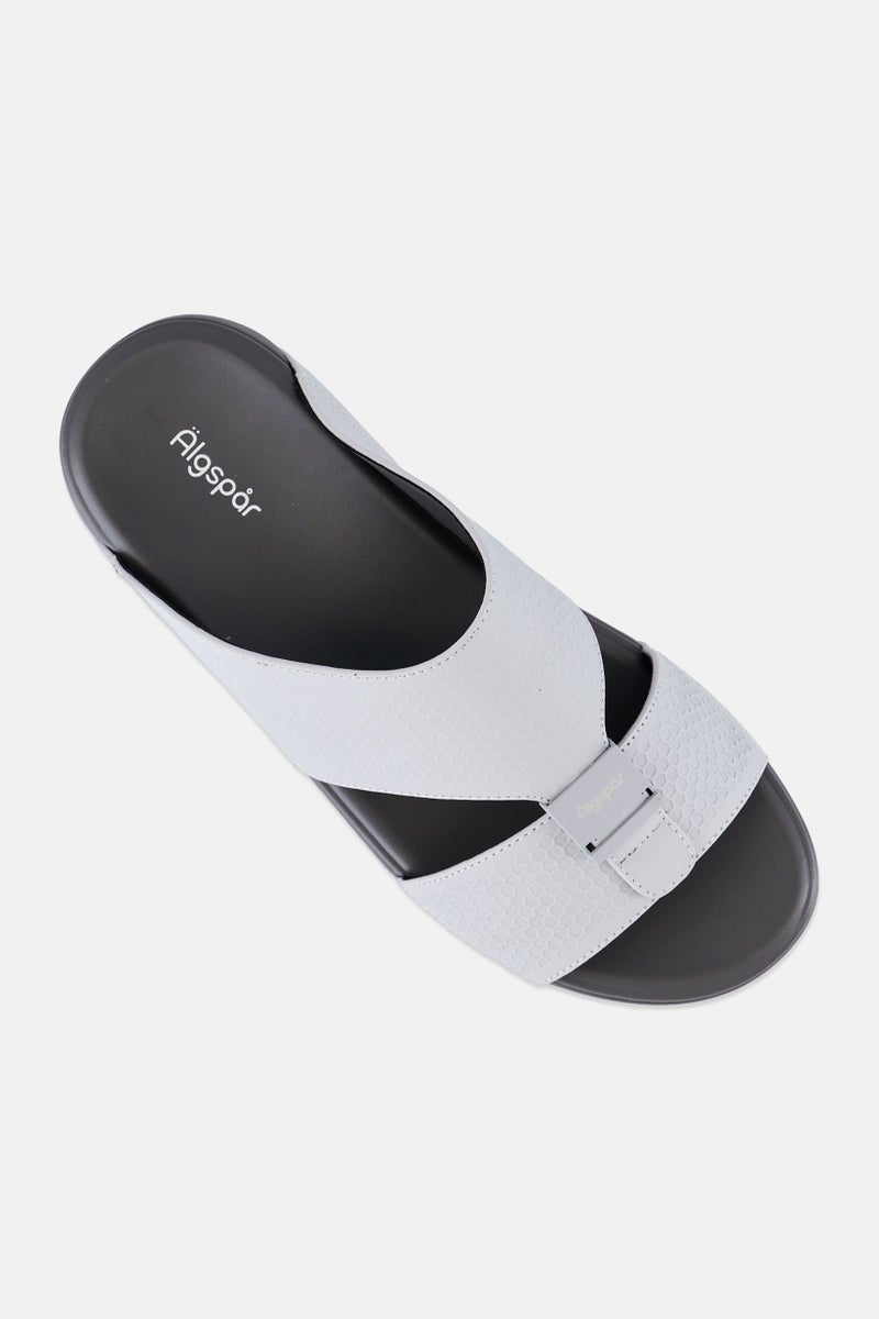 Algspar Men Double Strap Slip On Arabic Sandals, Light Grey - Image 4