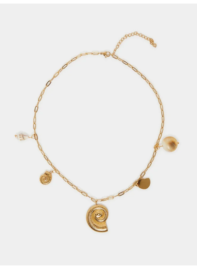 ستايلي Styli Sea Shell Charm Link Necklace with Lobster Clasp