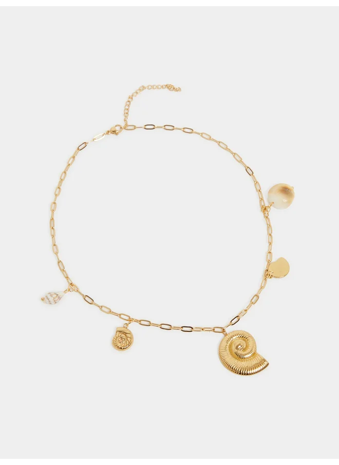 ستايلي Styli Sea Shell Charm Link Necklace with Lobster Clasp