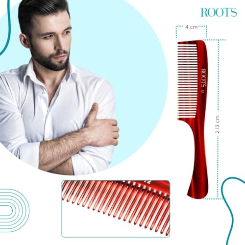 ROOTS Comb with Handle | Fine Teeth | Smooth & Round Teeth prevent Hair & Scalp damage | For Women with Straight, Long, Silky, Wavy Hair | Wet & Dry use | Length - 8.3 Inch | Model No - 72 - Image 4
