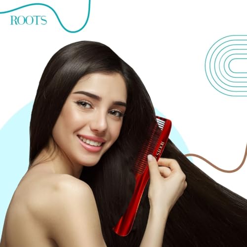 ROOTS Comb with Handle | Fine Teeth | Smooth & Round Teeth prevent Hair & Scalp damage | For Women with Straight, Long, Silky, Wavy Hair | Wet & Dry use | Length - 8.3 Inch | Model No - 72 - Image 3