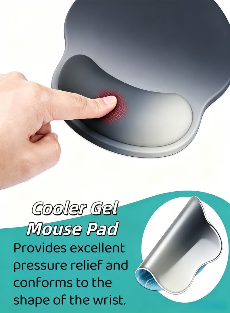 Optico Wrist Rest Support for Mouse Pad&Keyboard Set, Circle Curved Ergonomic Mousepad Non-Slip Base Home/Office Pain Relief&Easy Typing Pad ,Gaming Mouse Padwith Soft Cloth&Silicone Lining - Image 5
