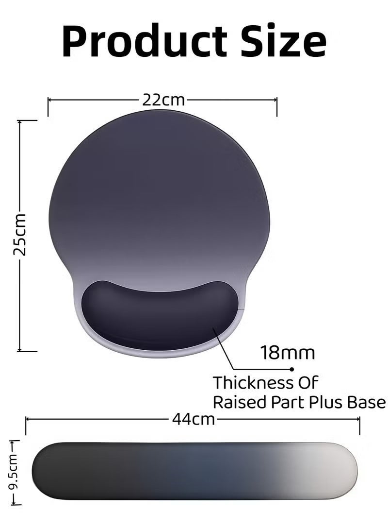 Optico Wrist Rest Support for Mouse Pad&Keyboard Set, Circle Curved Ergonomic Mousepad Non-Slip Base Home/Office Pain Relief&Easy Typing Pad ,Gaming Mouse Padwith Soft Cloth&Silicone Lining - Image 2