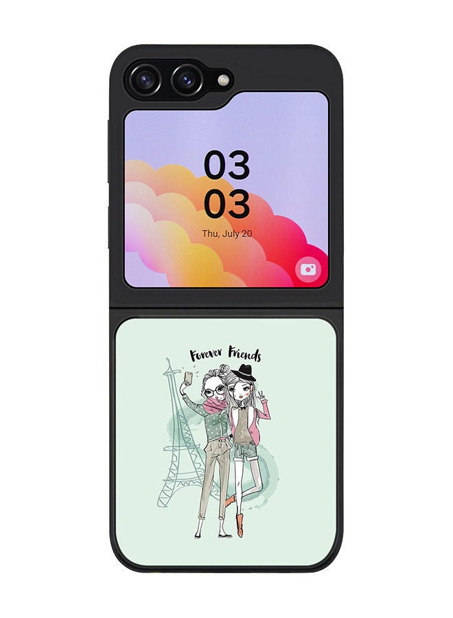 Stylizedd Rugged Black edge case for Samsung Galaxy Z Flip5, Slim fit Soft Case Flexible Rubber Edges Anti Drop TPU Gel Thin Cover -  Forever Friends - Image 1
