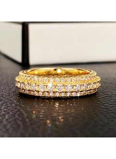 Cao Shi Explosions Ring Exaggerated Luxury Unisex Ring Copper Plated White Gold Zircon Jewelry