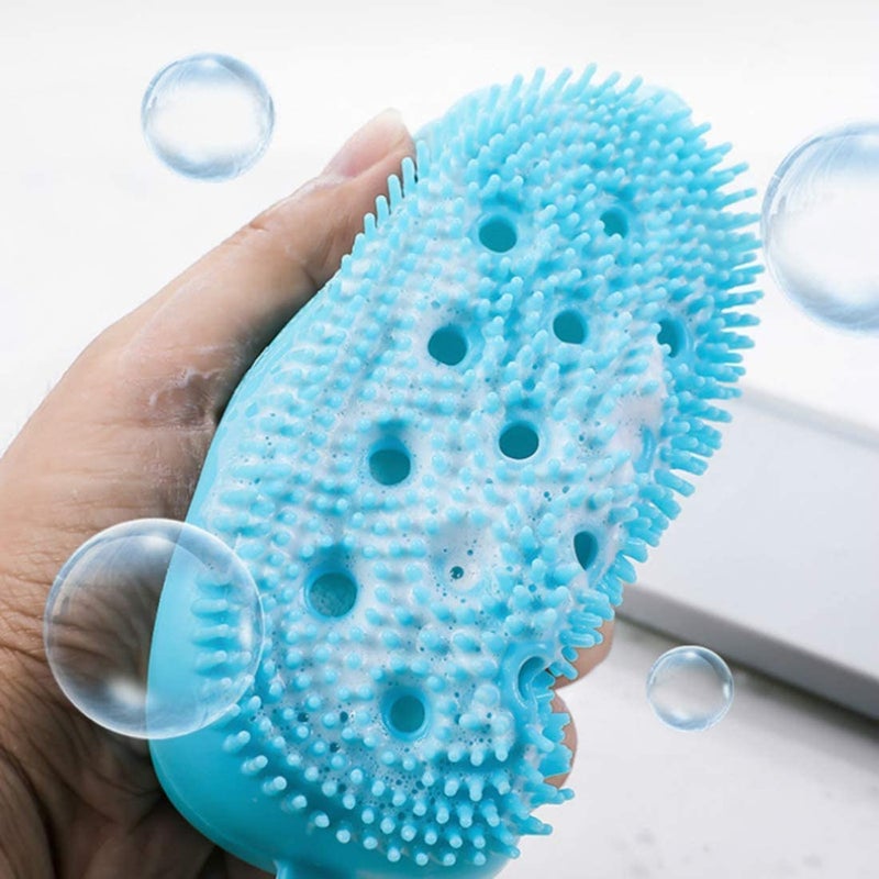 CELLEBII® Silicone Bath Body Brush Exfoliating Massage Silicone Loofah Body Scrubber, Silicone Shower Sponge, Double Sided Rubber Scrub Body Brush for Baby Kids Men Women - Multicolor (Pack of 2) - Image 3