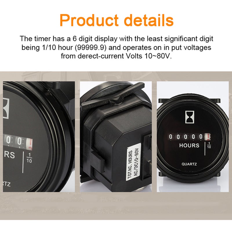 عداد ساعات المحرك SH-1 10-80V للمعدات العابرة للماء، عداد مرات الوقت الصناعي المغلق بالكامل، عداد الساعات الميكانيكي - Image 2