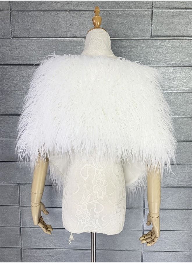 Generic - Fashion Simple Fur Shawl White - Image 1