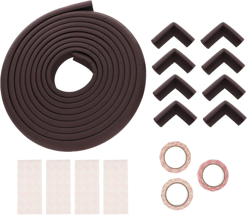 Proof Corner Protectors and Furniture Edges Bumper Strips for Safety, 5-Meter Set with 8 Adhesive Corner Guards, Soft Sturdy Material for Nursery and Home Use - Image 1