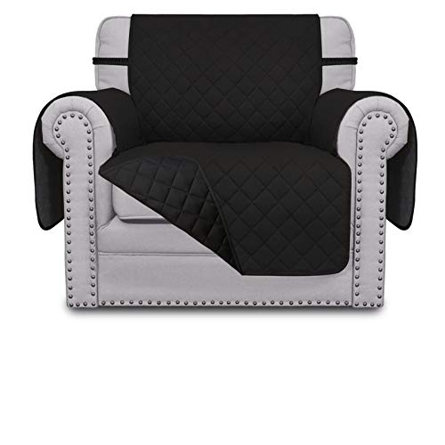 Easy-Going EasyGoing Chair Sofa Slipcover Reversible Sofa Cover Water Resistant Couch Cover Furniture Protector Cover with Elastic Straps for Pets Kids Children Dog Cat Chair BlackBlack