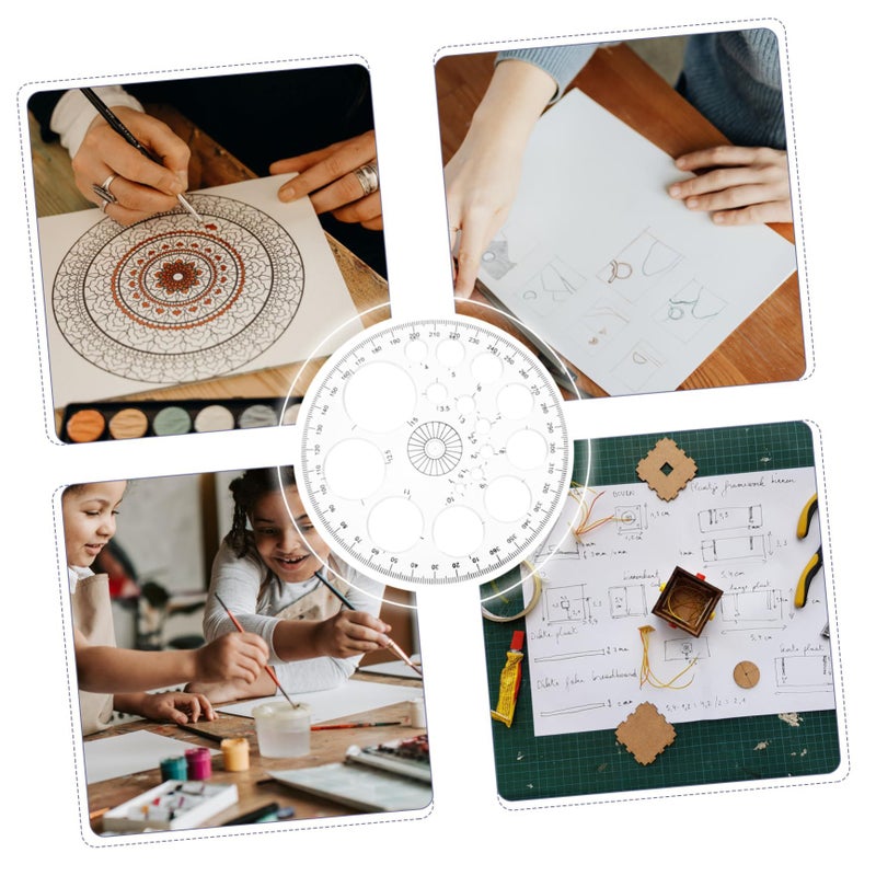 6 Circle Protractor Measuring Tool Set Mathematical Geometry Drawing Draft Kit for Student School Office Precision - Image 5