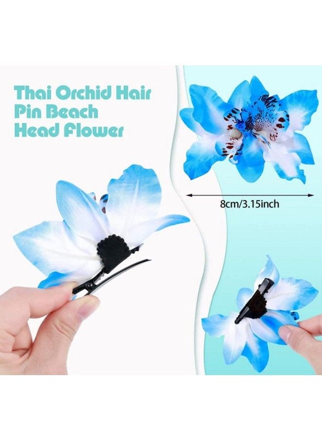 ericotry 6Pcs Double Chiffon Orchid Flower Hair Clips Flowers Hair Barrettes Bohemian Butterfly Orchid Alligator Clips For Wedding Beach Party Event  - Image 3