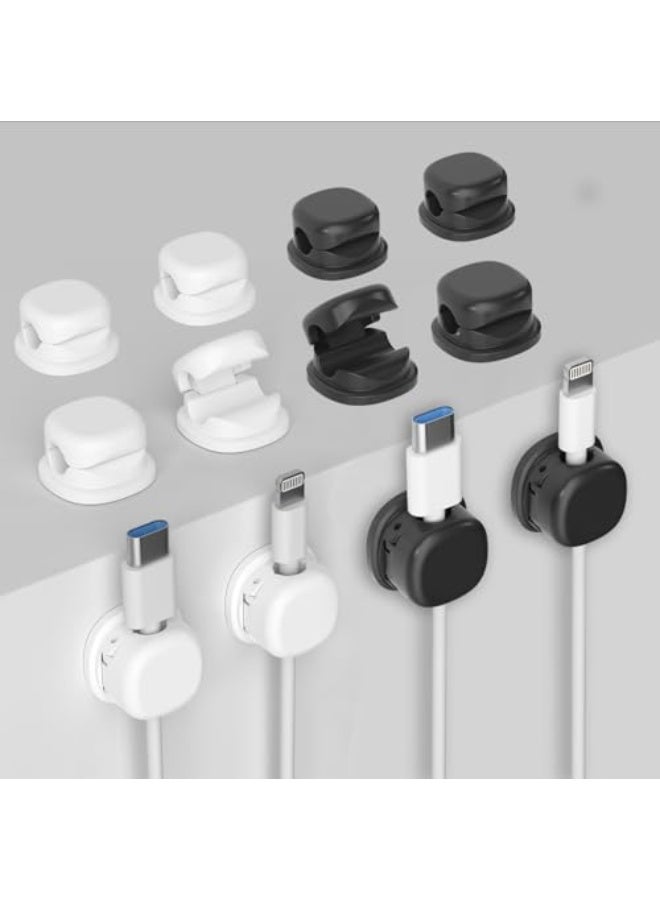 Cable Clips - Multifunctional Cable Management Clips, Cable Organiser for Desk, Car and Home, Office Supplies, Desk Accessories and Storage (Pack of 12-6 Black & 6 White) - Image 1