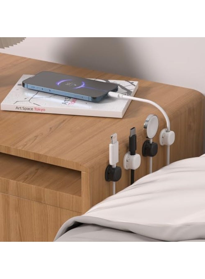 Cable Clips - Multifunctional Cable Management Clips, Cable Organiser for Desk, Car and Home, Office Supplies, Desk Accessories and Storage (Pack of 12-6 Black & 6 White) - Image 2