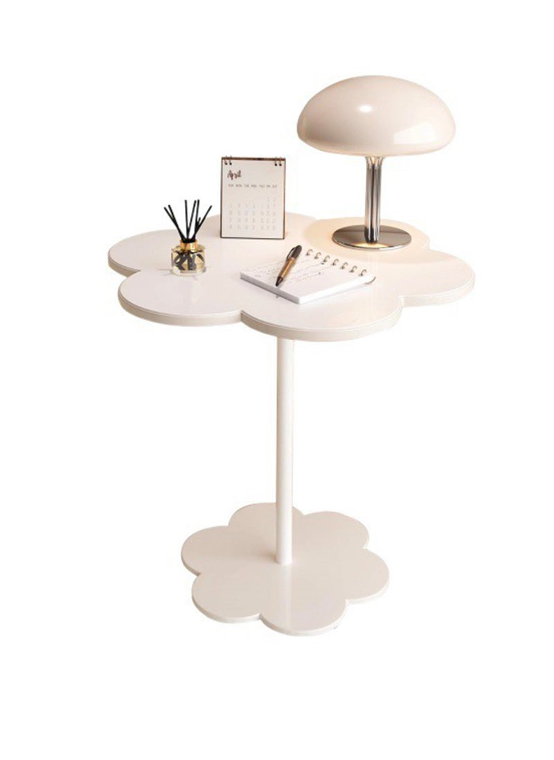 شاربدو طاولة جانبية متحركة بتصميم كريمي أنيق، على شكل بتلة، طاولة جانبية للأريكة، طاولة قهوة، طاولة مستديرة صغيرة، مقاس 51*51*56 سم. - Image 4