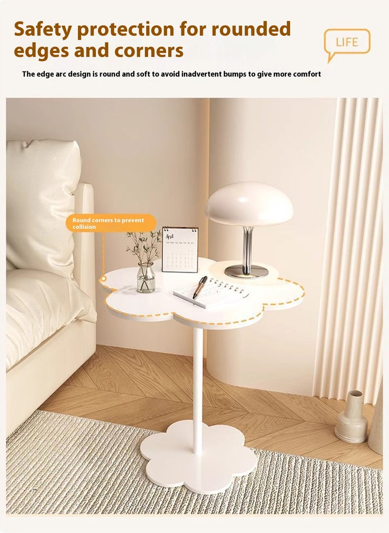 شاربدو طاولة جانبية متحركة بتصميم كريمي أنيق، على شكل بتلة، طاولة جانبية للأريكة، طاولة قهوة، طاولة مستديرة صغيرة، مقاس 51*51*56 سم. - Image 2