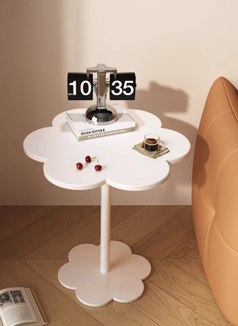 شاربدو طاولة جانبية متحركة بتصميم كريمي أنيق، على شكل بتلة، طاولة جانبية للأريكة، طاولة قهوة، طاولة مستديرة صغيرة، مقاس 51*51*56 سم. - Image 3