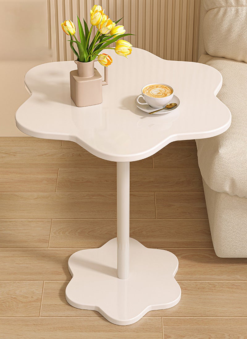 شاربدو طاولة جانبية متحركة بتصميم كريمي أنيق، على شكل بتلة، طاولة جانبية للأريكة، طاولة قهوة، طاولة مستديرة صغيرة، مقاس 51*51*56 سم. - Image 5