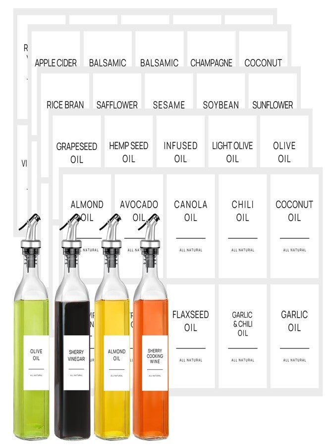 TESWEY ملصقات زيت وخل من TESWEY، 100 قطعة، للزجاجات، ملصقات زيت الزيتون وزيت الأفوكادو، ملصقات لموزعات الضغط، ملصقات زجاجات وعلب زيت الطهي (أبيض) - Image 1
