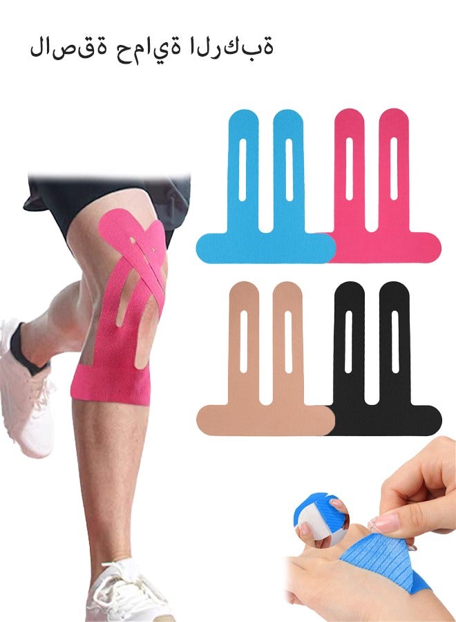 Lemon 4 Pcs Precut Kinesiology Tape for Knees, Knee Support & Stability, Knee Pain Relief Athletic Tape - Waterproof & Elastic, Breathable Hypoallergenic Latex-Free Tape - Image 1