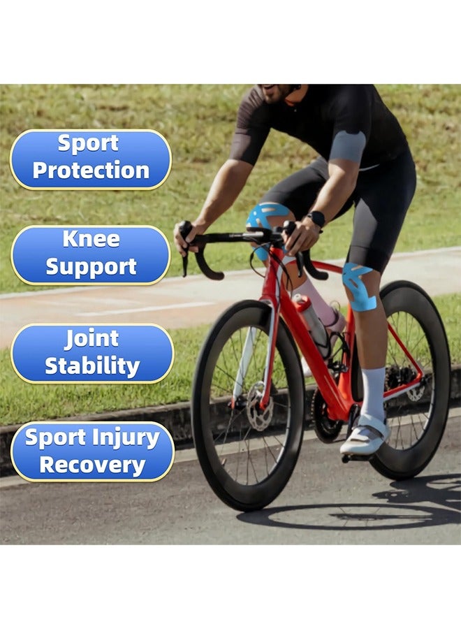 Lemon 4 Pcs Precut Kinesiology Tape for Knees, Knee Support & Stability, Knee Pain Relief Athletic Tape - Waterproof & Elastic, Breathable Hypoallergenic Latex-Free Tape - Image 4