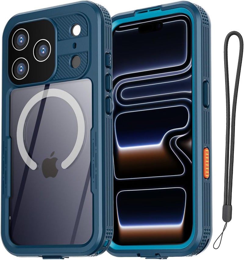 ايه اي كيس حافظة مقاومة للماء لهاتف iPhone 17 Pro مع دعم MagSafe، شفافة، مقاومة للماء والثلج والغبار والصدمات، معتمدة بمعيار IP68، حماية كاملة للجسم 360 درجة، محكمة الإغلاق تحت الماء لهاتف iPhone 17 Pro_1 - Image 1