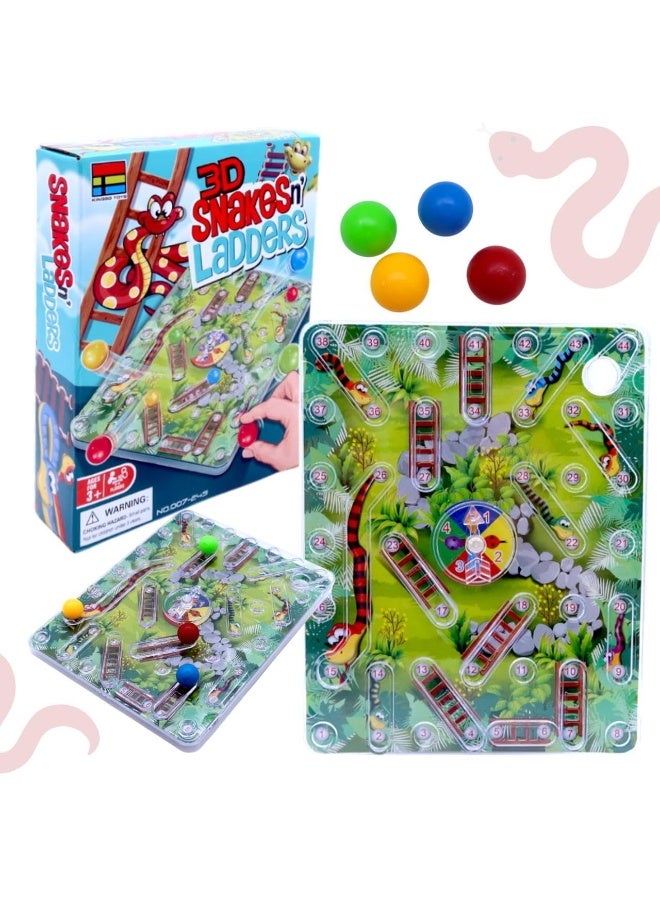 vGRASSP 3D Snakes and Ladders Board Game for Kids & Family, Interactive Strategy Table Game with Dice and Colorful Playing Pieces, Educational Indoor Board Game for Boys & Girls, Classic Snake and Ladder Travel Game, Brain Development, Logic, Concentration, Family Party Game, Portable Toy for Ages 3+ - Image 2